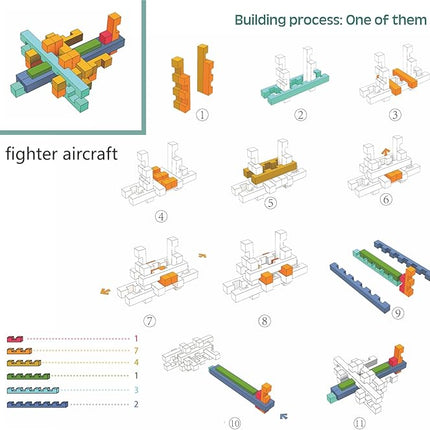 15 in 1 Educational Wooden Building Blocks - Assembled into 15+ Various Shapes, STEM Toys Gift for Kids and Classroom, DIY Building Toys for Ages 5+ Teens Adults - 42 Pcs