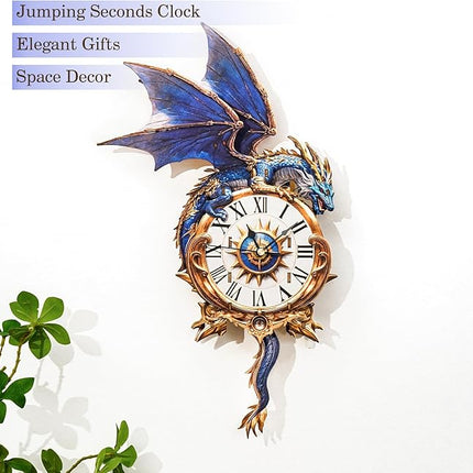 3D Wooden Puzzles for Adults Blue Dragon Clock - Model Building Kit Clock Puzzle Creative Craft Gift Home Deco for DIY Enthusiasts, Brain Teaser Building Set Birthday Gifts