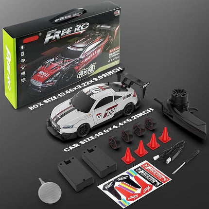 Remote Control RC Drift Car 1:16 Scale 4WD RC Car with LED Lights 2.4GHz 30km/h RTR High Speed Racing Sport Toy for Adults Boys Girls Kids Gift 2Pcs Rechargeable Battery (White)