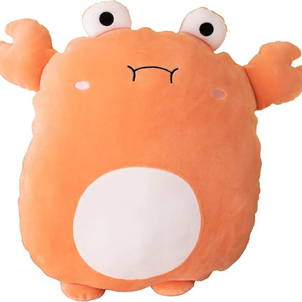 Soft Flat Crab Plush Hugging Pillow Cute Orange Crab Stuffed Animal Plushies Toys Kids Anime Cushion for Birthday, Valentine's Day, Christmas...16.5 Inch