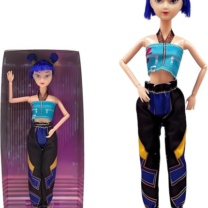 2025 New 11.5'' Demon Hunter Doll,Made to Move Demon Hunter Doll,Collectible Display Figure Dolls Set,Birthday Gifts for Kids Girls Fans (C-Blue Hair)