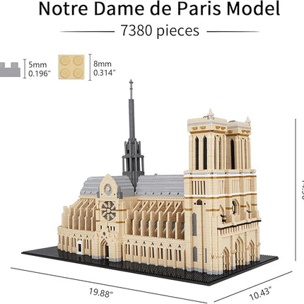 Building Blocks, Architecture Notre Dame de Paris Model Micro Mini Blocks Creative Building Blocks Set, 7380 PCS