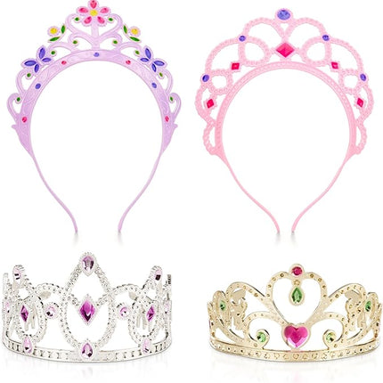 Melissa & Doug Dress-Up Tiaras Play Set for Kids (4-Piece) – Pretend Princess Crowns for Costume Role Play – Preschool Jewelry Toys for Girls Ages 3+