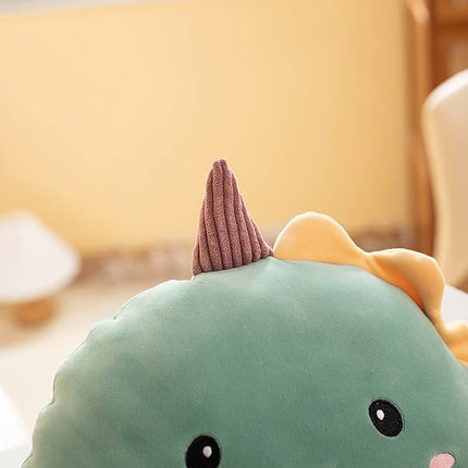 Soft Flat Dinosaur Plush Hugging Pillow Cute Green Dinosaur Unicorn Stuffed Animal Dino Plushies Toys Kids Dino Anime Cushion for Birthday, Valentine's Day, Christmas...16.5 Inch