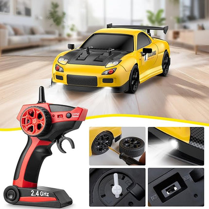 RC Drift Car, 1:14 Scale 4WD Drift Remote Control Car 2.4GHz 28km/h High Speed RC Racing Car, RTR with LED Lights,Racing and Drift Tires for Teens, Kids, Boys and Adults