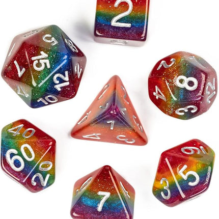 HDdais 7PCS Rainbow-Pride Polyhedral Dice Set, Homosexual Flag D&D Dice for Dungeons and Dragons, DND Dice for RPG and Other Table Games