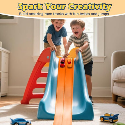 Upgrade Flexible Race Track for Hot Wheels Cars Flex Tracks for Kids 3+, 15Ft Race Car Track Compatible with Hot Wheels, Matchbox and Diecast 1/64th Cars, Roll Up Car Ramp Toy with Strong Suction Cups