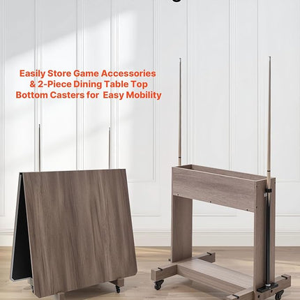 VEVOR 7ft Pool Table Combo Set, 3-in-1 Multi Game Billiards Tables with Dining Top and Ping Pong, 2 Benches for Storage and Accessories, Includes Ball Cue Rack Chalk Brush, for Family Recreation Room