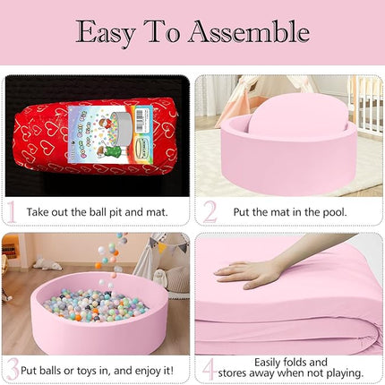47.2"x 13.8" Foam Ball Pit, Large Ball Pits for Toddlers, Soft Round Playpen Ball Pool for Kids, Ideal Gift for Child Indoor and Outdoor Game, Pink(Balls not Included)