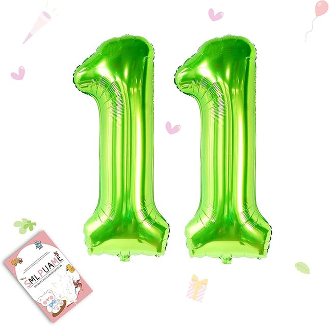 Smlpuame 40 inch Number Balloon 0-9 Green Large Number 11 Balloons,Digital Balloons for Birthday Party Celebration Decorations Supplies, Helium Foil Number Balloons for Wedding Anniversary