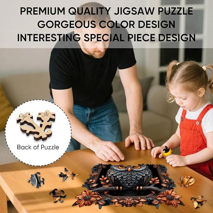 Wooden Puzzles for Adults, Owl Wooden Jigsaw Puzzles 209pcs, Animal Adult Puzzles, Irregular Wood Puzzles Creative Gift for Adults and Kids Family Brain Game, 11.2x10.9 inch