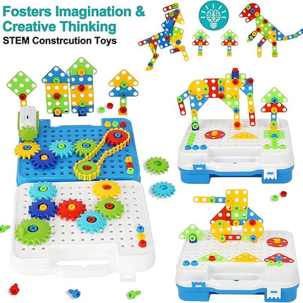 Gears Toys for Kids Ages 4-8, STEM Educational Construction Toys, Building Toy Set for Boys and Girls, Engineering Building Blocks Creative Learning Toy Set