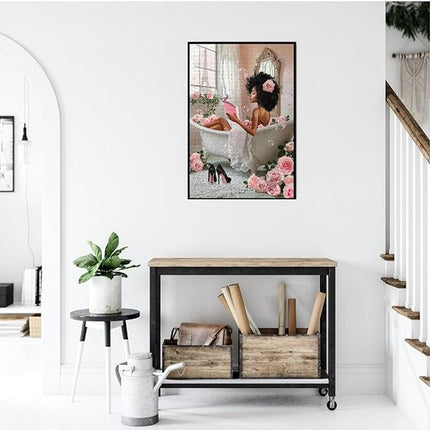 African American Jigsaw Puzzles 1000 Pieces for Adults, Bath Time Reading Scene, Black Woman Wooden Puzzle for Stress Relief, Challenging Brain Teaser & Home Decor