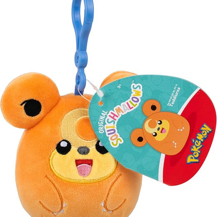 Squishmallows Original Pokémon Teddiursa Clip - Ultrasoft Official Jazwares Plush