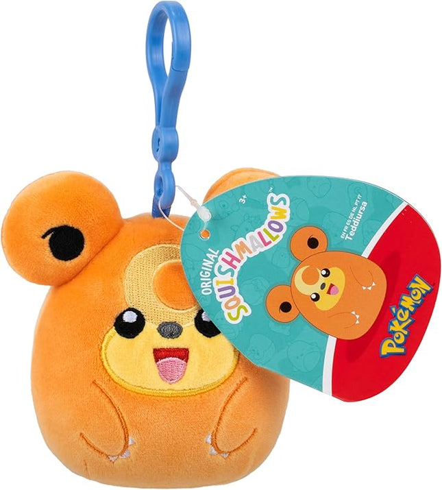 Squishmallows Original Pokémon Teddiursa Clip - Ultrasoft Official Jazwares Plush
