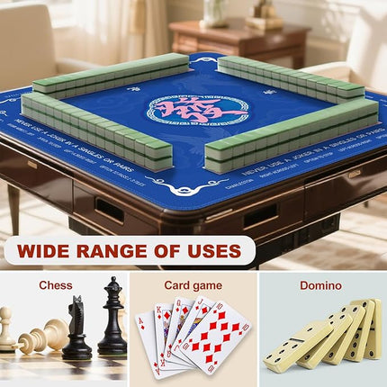 Mahjong Mat - 32.4x32.4 Inch Noise Reduction Anti-Slip Gaming Mat for Mahjong, Poker, Board Games, Card Games, Dominoes (Blue)