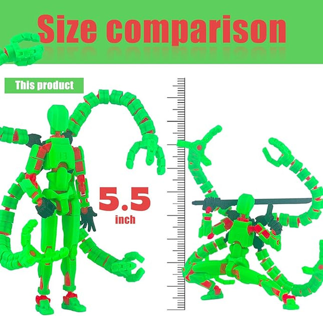 Assembly Completed T13 Action Figure,T13 Action Figure Multi-Jointed Movable,Ultimate Desktop Decor for Lovers t-13 Movability 3D Printed Toys (Green, 5.5in)
