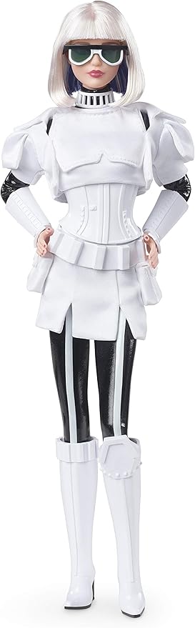 Barbie Collector Star Wars Stormtrooper x Doll (~12-inch) in Black and White Fashion and Accessories, with Doll Stand and Certificate of Authenticity