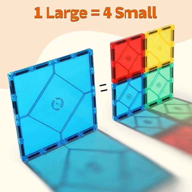 8 Piece Large Square Shape Magnetic Tiles Kids Toys, Magnetic Building Blocks STEM Magnet Building Set Preschool Learning Magnet for Kids Ages 3-5 4-8, Sensory Montessori Toys for 3+