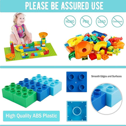 Marble Run Building Blocks for Kids Age 3-8, 128 Pcs STEM Building Bricks Set with Toss Ring Game, Educational Learning Toys for Toddlers Boys Girls Gifts- Compatible with All Major Brands