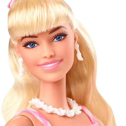 Barbie The Movie Doll, Margot Robbie as, Collectible Doll Wearing Pink and White Gingham Dress with Daisy Chain Necklace