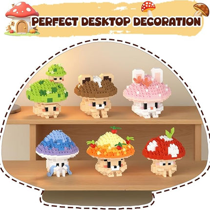 6 Cute Mushroom DIY Models (Animals & Plants), Educational STEM Toys, Creative Desk Decor & Collectible Gifts for Kids Age 8+ & Adults, Ideal for Birthday & Christmas