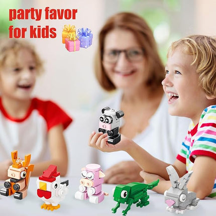 20 Pack Party Favors Building Set for Kids, Mini Animals Building Block Toy, Classroom Prizes Goodie Bags Stocking Stuffer, Easter Gifts Birthday for Boy Girls Age