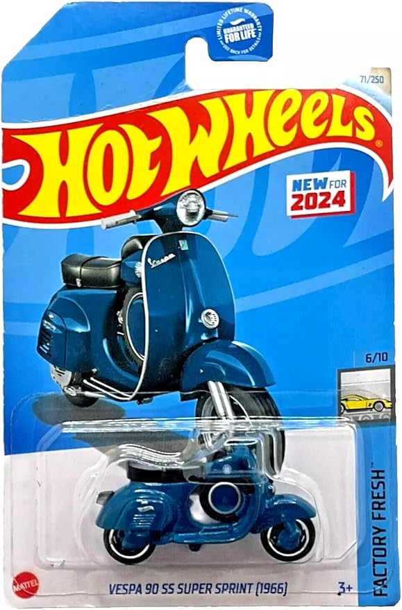 Hot Wheels Vespa 90 SS Super Sprint 1966, 6/10, Blue, Factory Fresh