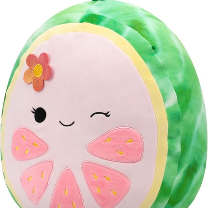 Squishmallows Original 16-Inch Lena Pink Guava Fruit with Flower - Official Jazwares Large Plush