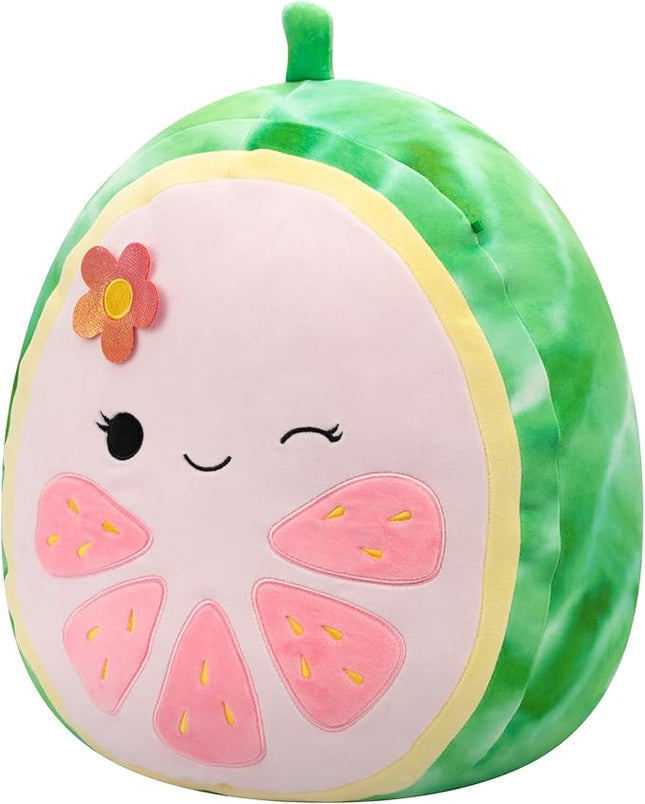 Squishmallows Original 16-Inch Lena Pink Guava Fruit with Flower - Official Jazwares Large Plush
