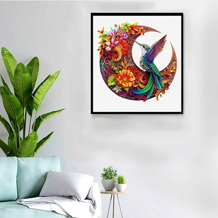 Unique Wooden Puzzles for Adults, Hummingbird Puzzle 300 Pieces 15.35" x 15.15", Animal Shaped Wood Puzzles Adult Brain Teasers, Wooden Jigsaw Puzzles, Family Games for Kids and Adults