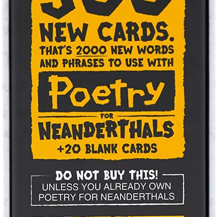 Exploding Kittens Poetry for Neanderthals Expansion Pack 2+ Players - Ages 7+ - 15 Minutes to Play - Original Game Required, 500 Cards - Party Game, Family Game Night, Kid and Adult Card Game