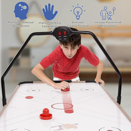 Air Hockey Table, Indoor Hockey Game Table for Adults and Kids, Arcade Gaming Sets w/2 Pucks, 2 Pushers, Digital LED Scoreboard, Powerful 12V Motor for Game Room, Home, Office