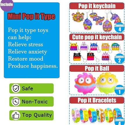 109 PCS Premium Party Favors Toys for Kids,Assortment Mini Pop Fidget it Toys for All Ages Kids,Classroom Prizes,Treasure Chest, Prize Box Toys, Goody Bag Fillers,Carnival Prizes for Boys Girls 4-10