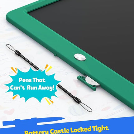 TEKFUN LCD Writing Tablet for Kids Boys Toys, 12 Inch Erasable Doodle Board Colorful Drawing Pad, Board Games Outdoor Travel Toys Gifts for Toddlers Boys Adults (Green)