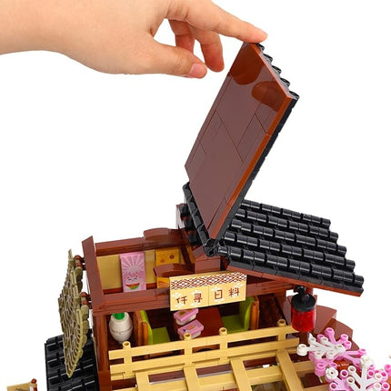 Toy Building Block, Japanese Sushi Shop Model Kit, Compatible with Regular Size Brick, Creative Construction, Shop House City View, Birthday Gift for Adult Children Kids Boys Girls 8+ 763 PCS