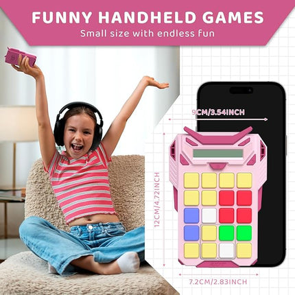 HOMESTEC Logical Super Slide Puzzle, Hand Held Travel Games for Kids and Adults, Brain Teaser Toys Road Trip Activities for Boys and Girls, Birthday Easter Basket Stuffers (Pink)