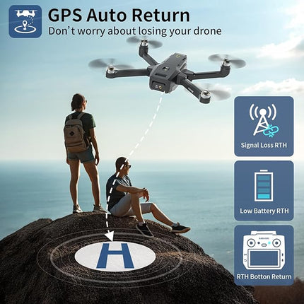 GPS Drones with Camera for Adults 1080P, 4.5"LCD Screen Control and Follow Me, 5GHz FPV Real-Time and GPS Auto Return, Up to 32G SD Card, RC Quadcopter drone Beginner, Long Flight Time Under 249g