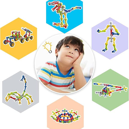 170 Pcs Building Toys for Kids Ages 4-8 with Toy Box Storage, Idea Guide, Building Blocks STEM Toys for 3 4 5 6 7 8 9 Year Old Creative Kids Activity, Christmas Birthday Gifts for Boys Girls