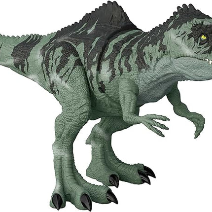 Mattel Jurassic World Dominion Strike 'n Roar Dinosaur Action Figure, Giganotosaurus Gray Dino Toy with Striking Motion & Sounds