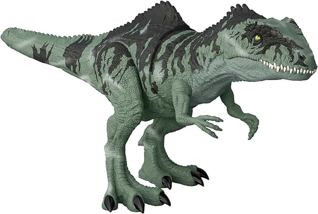 Mattel Jurassic World Dominion Strike 'n Roar Dinosaur Action Figure, Giganotosaurus Gray Dino Toy with Striking Motion & Sounds