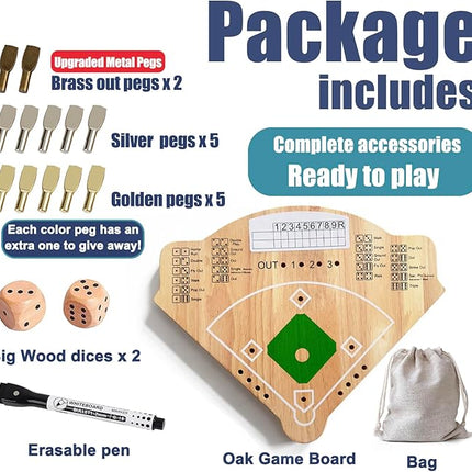 Baseball Board Game, Oak Made Leisure Game for All Ages Sport Wooden Adult Battle Table Game for Family Party Holiday Coffee Travel Time Gameboard (Model Y)