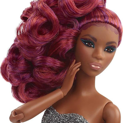 Barbie Signature Looks Doll (Petite, Red Hair) Fully Posable Fashion Doll Wearing Glittery Crop Top & Skirt, Gift for Collectors,Multi