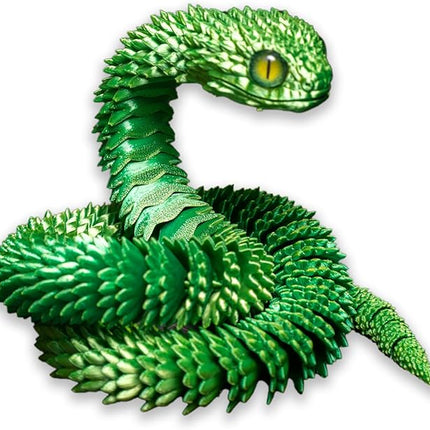 20.2 Inch 3D Printed Snake Toys,3D Printed Animals,3D Printed Toys,3-D Print Articulated Viper Collectible for Home Office Executive Desk Decoration (Laser Green)