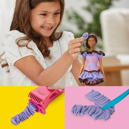 Play-Doh Barbie Fashionista Ruffles Set, Make Doll Clothes with Modeling Compound & 10 Fashion Accessories, Arts & Crafts for Girls & Boys 5+