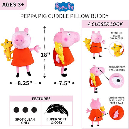 Peppa Pig Kids Bedding Super Soft Plush Cuddle Pillow Buddy, One Size, By Franco