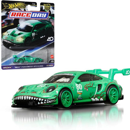 Hot Wheels Premium Car Culture Collectible Toy Car, 1:64 Scale Die-Cast Porsche 911 GT3 R, Race Day Vehicle with Real Riders Tires