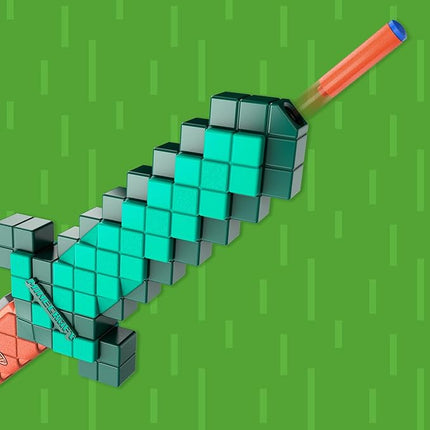 Nerf Minecraft Sword Dart Blaster, Pull Back Priming, Foam Edge, 8 N1 Darts, Ages 8+