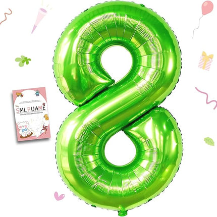Smlpuame 40 inch Number Balloon 0-9 Green Large Number 8 Balloons,Digital Balloons for Birthday Party Celebration Decorations Supplies, Helium Foil Number Balloons for Wedding Anniversary