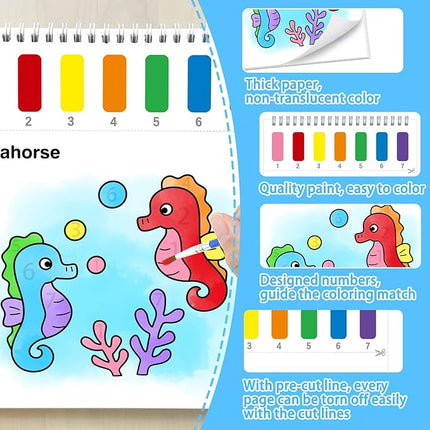 Paint with Water Coloring Books for Toddlers,Sea World Theme Mess Free Watercolor Painting Papers for Kids Water Color Paint Kit Art Craft Gift for Ages 1-3,4-8